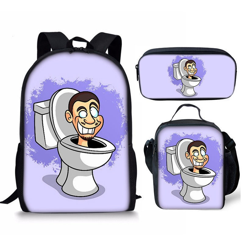 New 3PC-SET Skibidi Toilet Man Backpack Custom Game Peripheral Schoolbags For Primary Secondary School Teenage